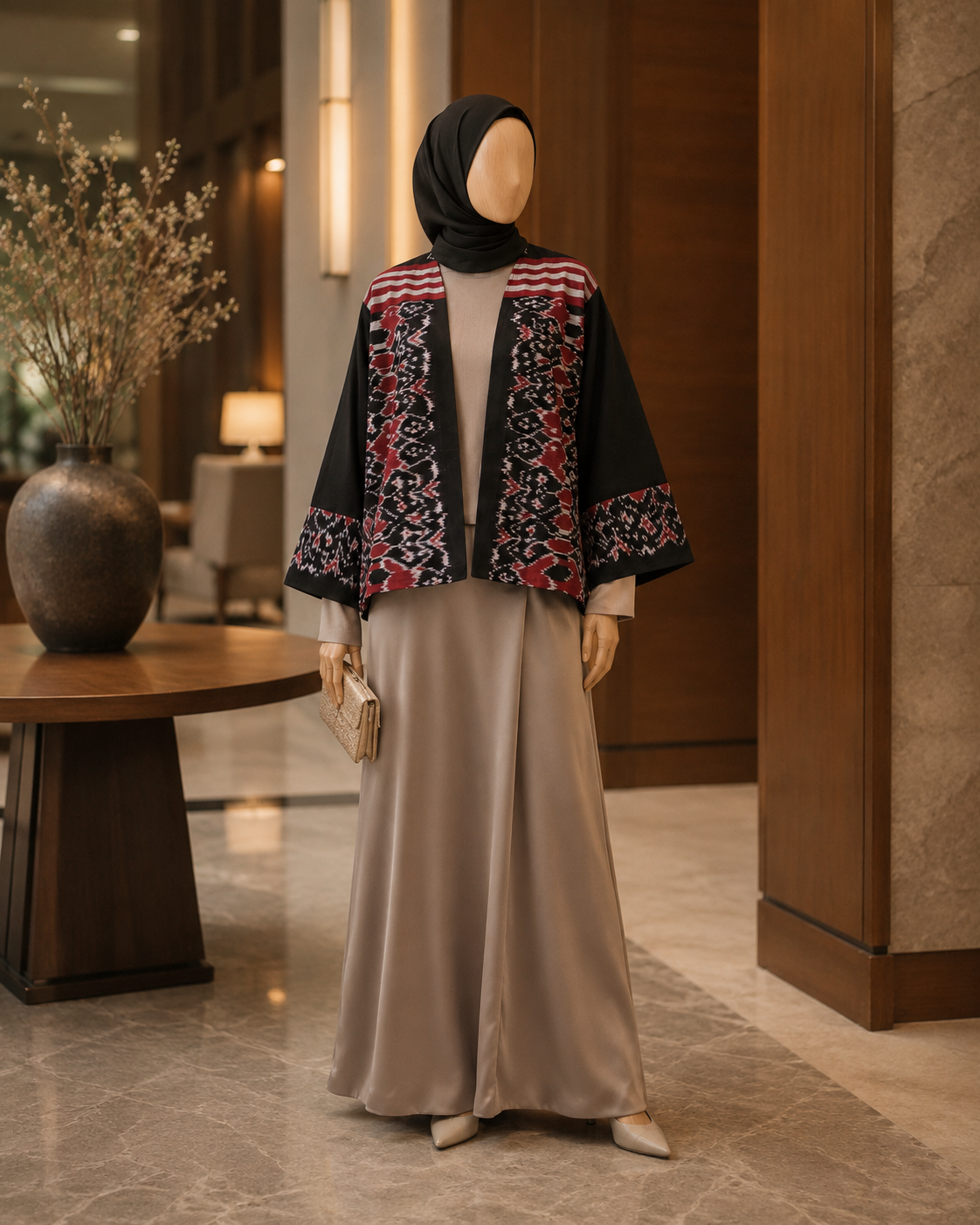 Freya Black Red Tenun Outer