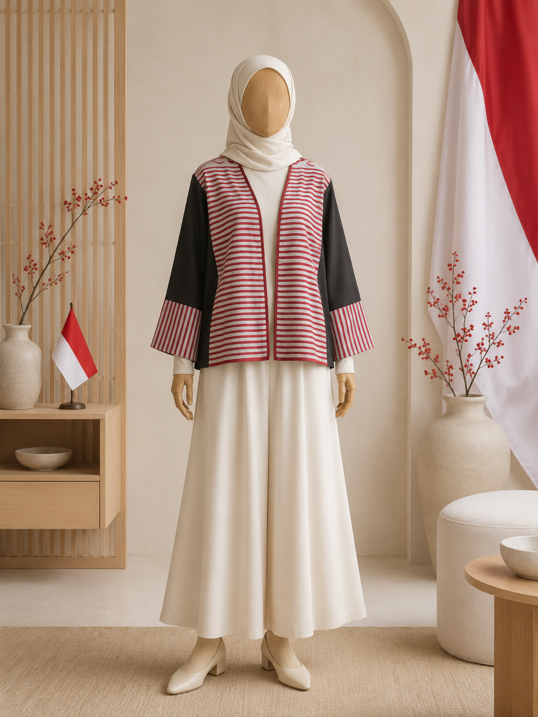 Freya Grey Red Tenun Outer