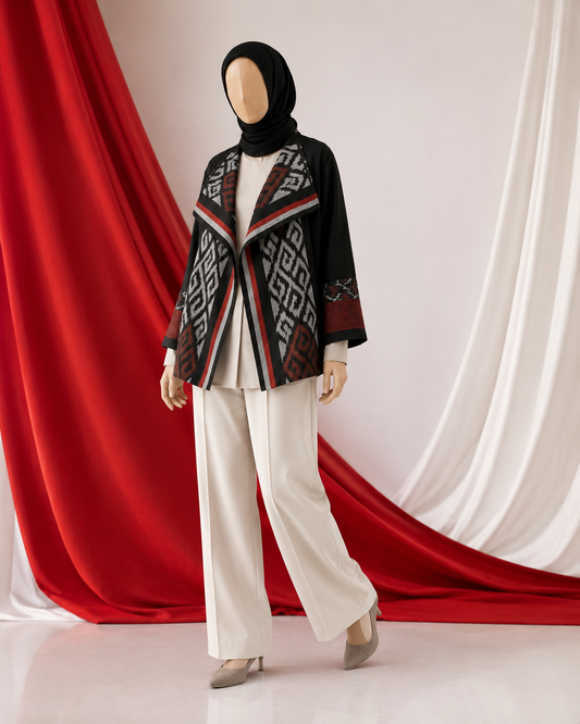 Hezi Black Grey Tenun Outer