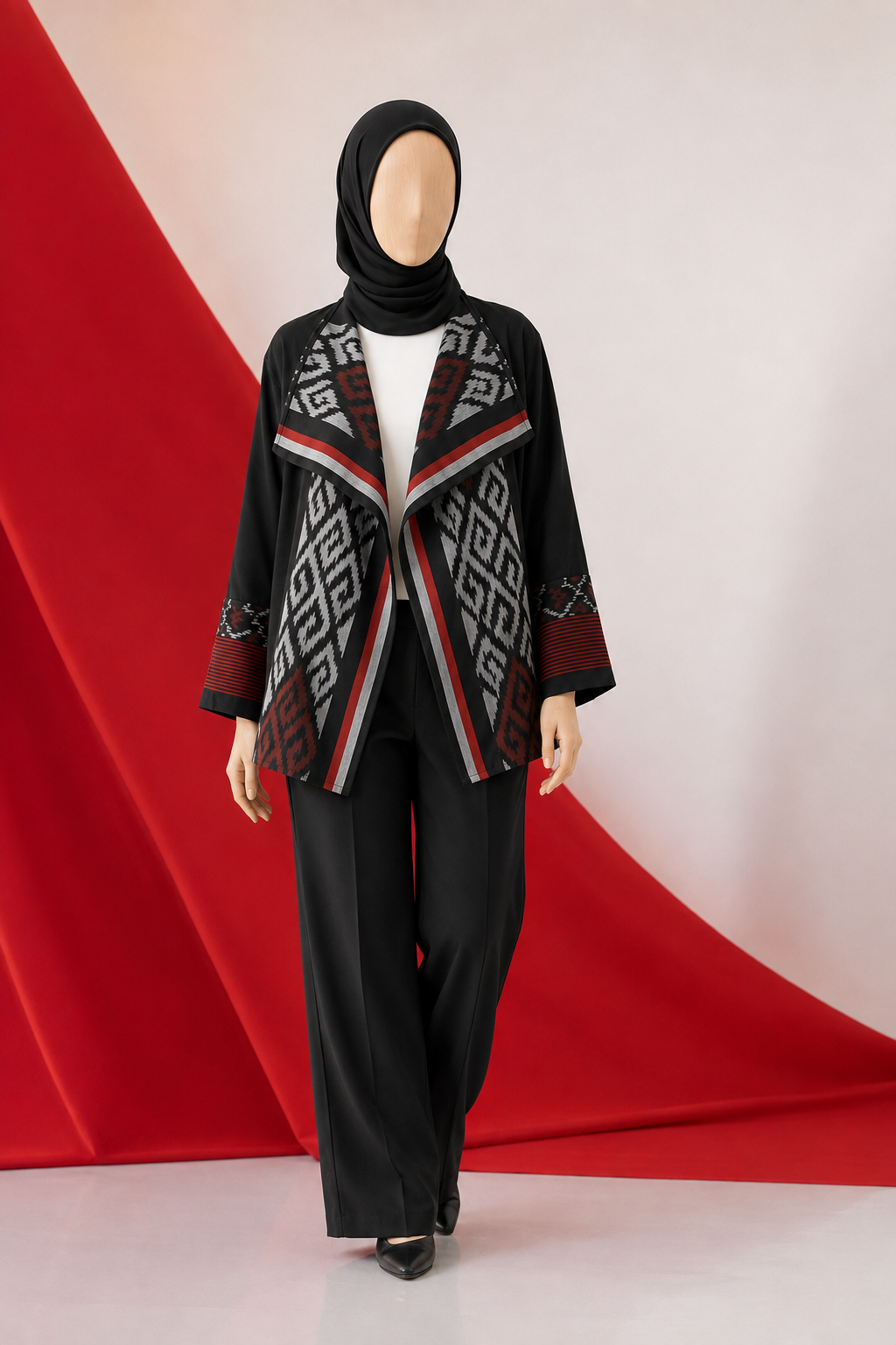 Hezi Black Grey Tenun Outer