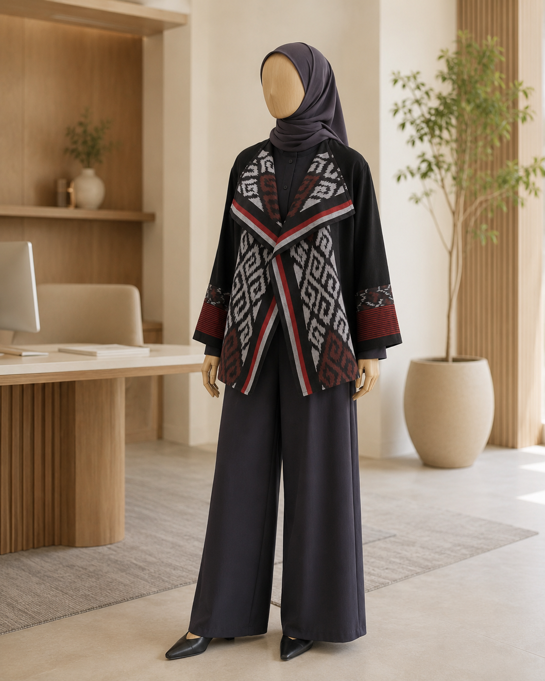Hezi Black Grey Tenun Outer
