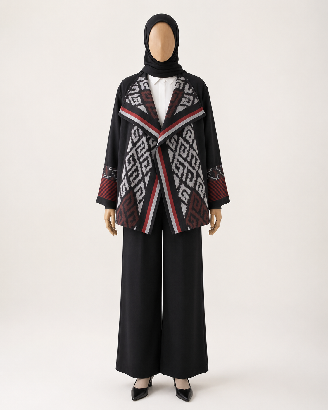 Hezi Black Grey Tenun Outer