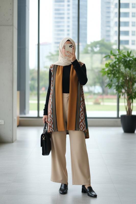 Kayra Mustard Teal Tenun Vest