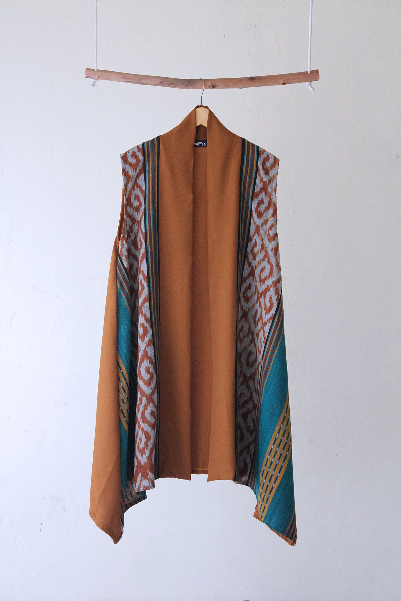 Kila Mustard Teal Tenun Long Vest
