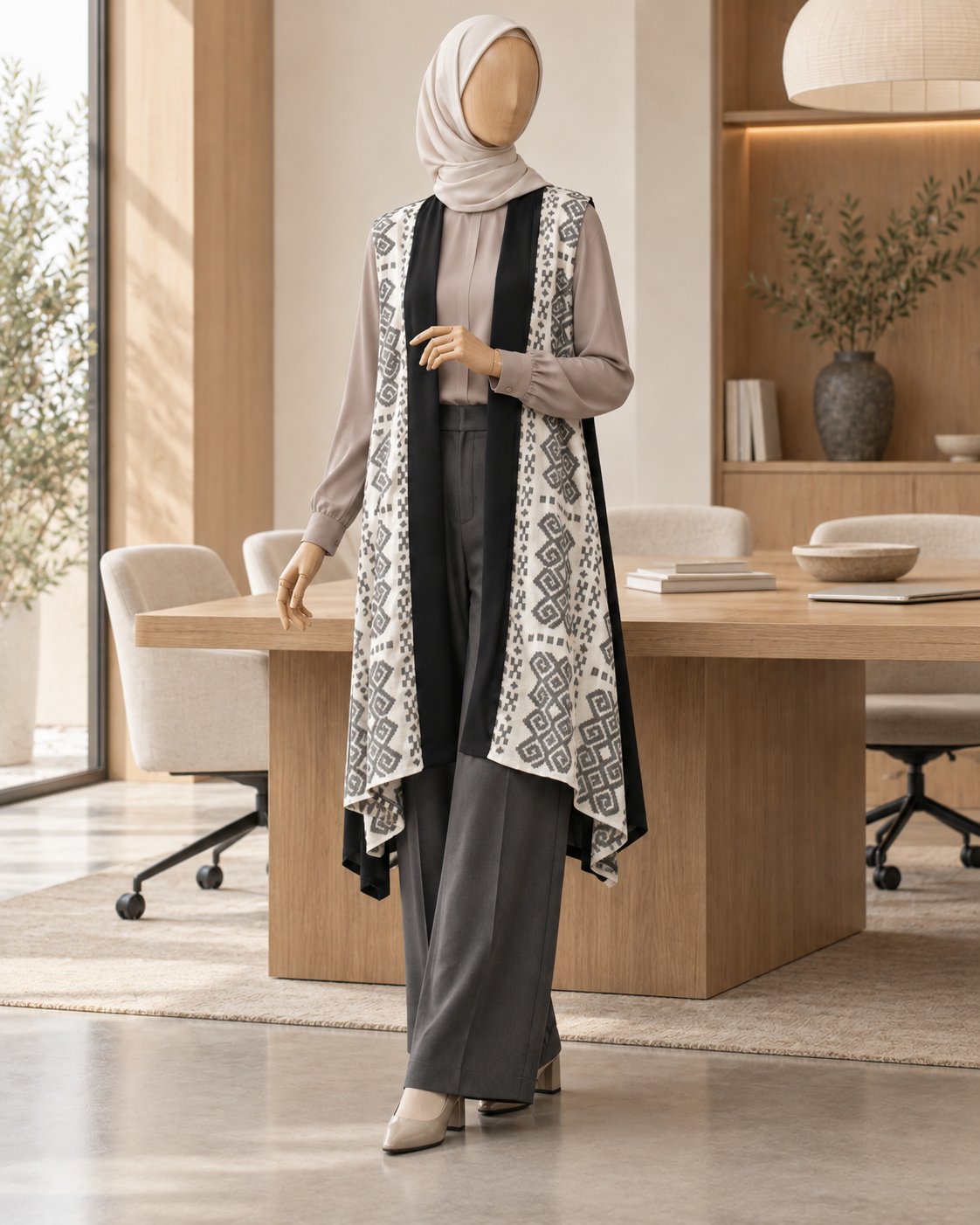 Kila White Tenun Long Vest