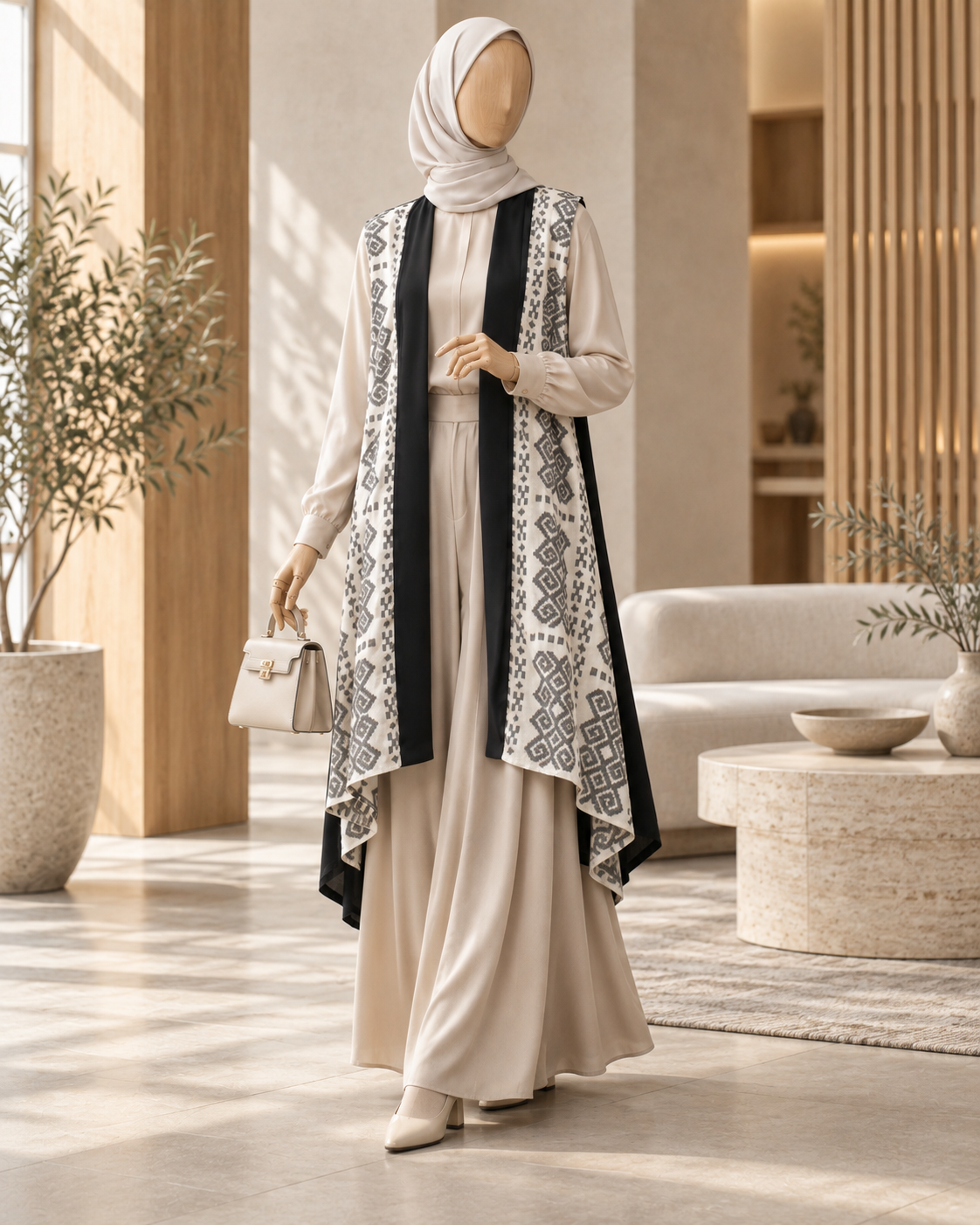 Kila White Tenun Long Vest