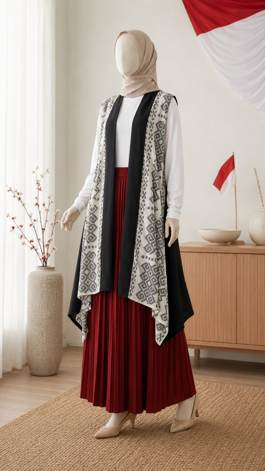 Kila White Tenun Long Vest
