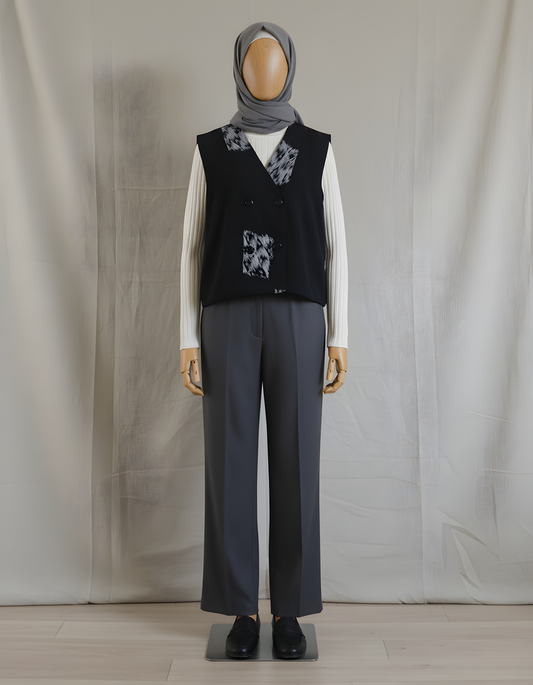 Lale Black Tenun Vest