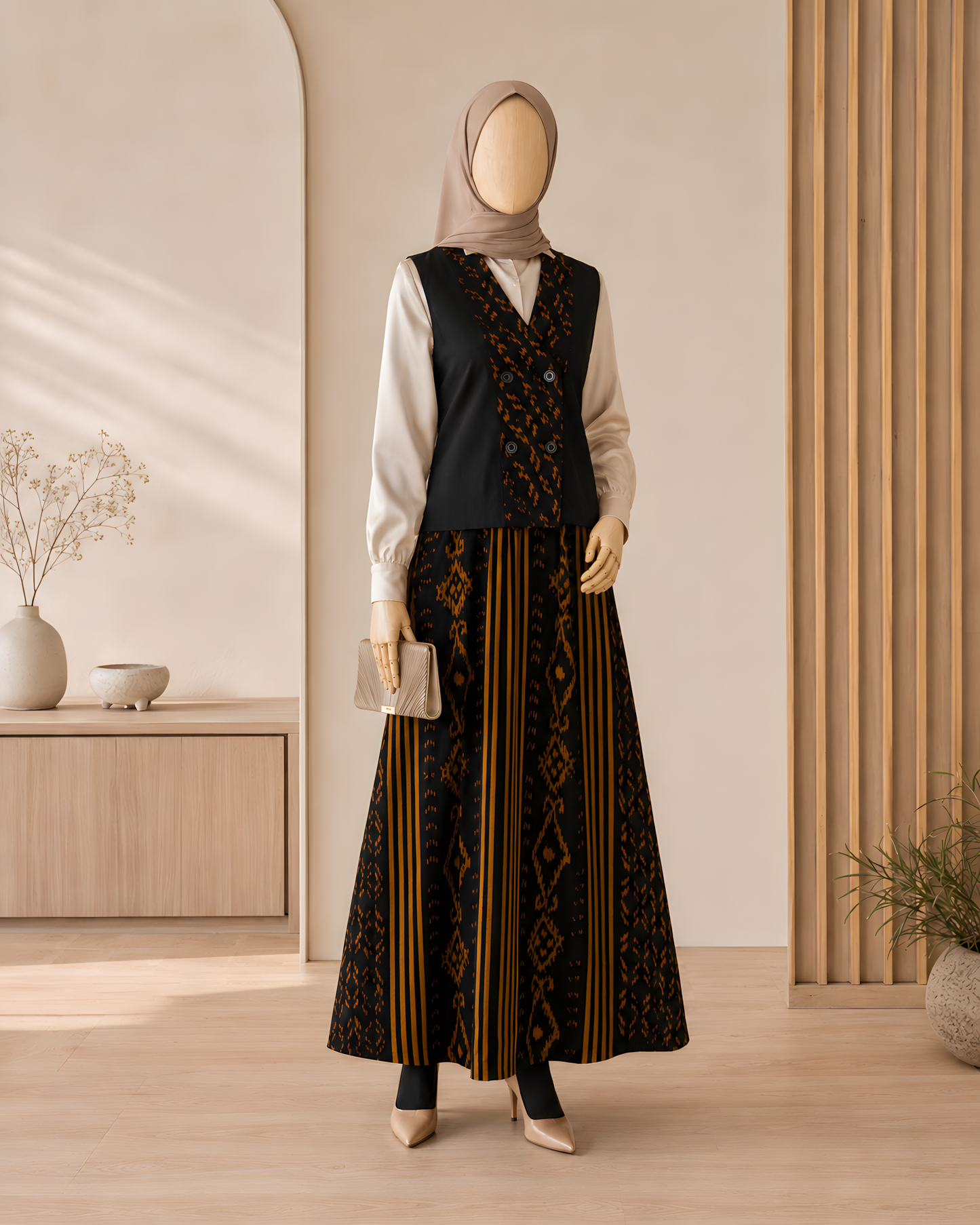 Lale Black Gold Tenun Vest
