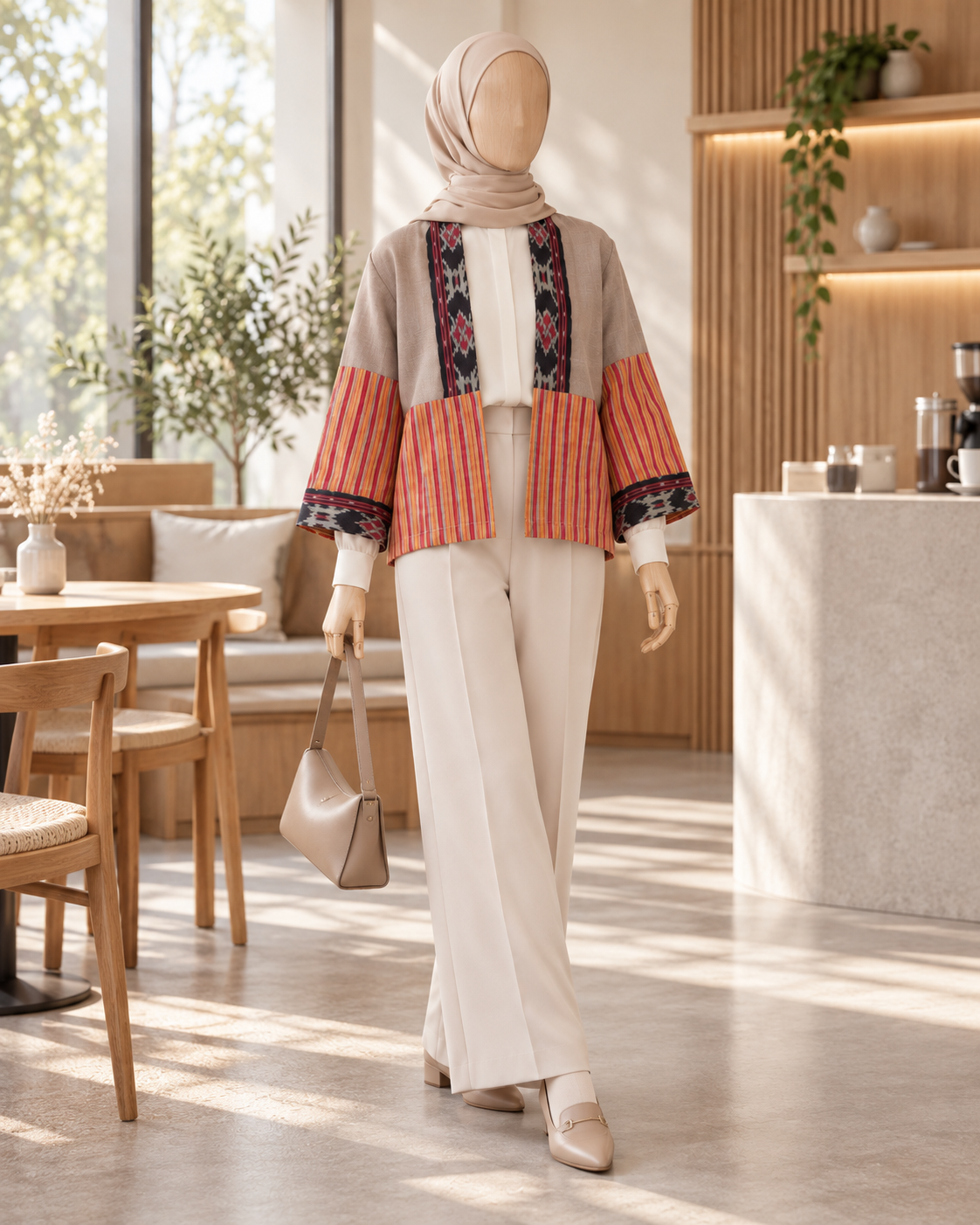 Merve Beige Tenun Outer