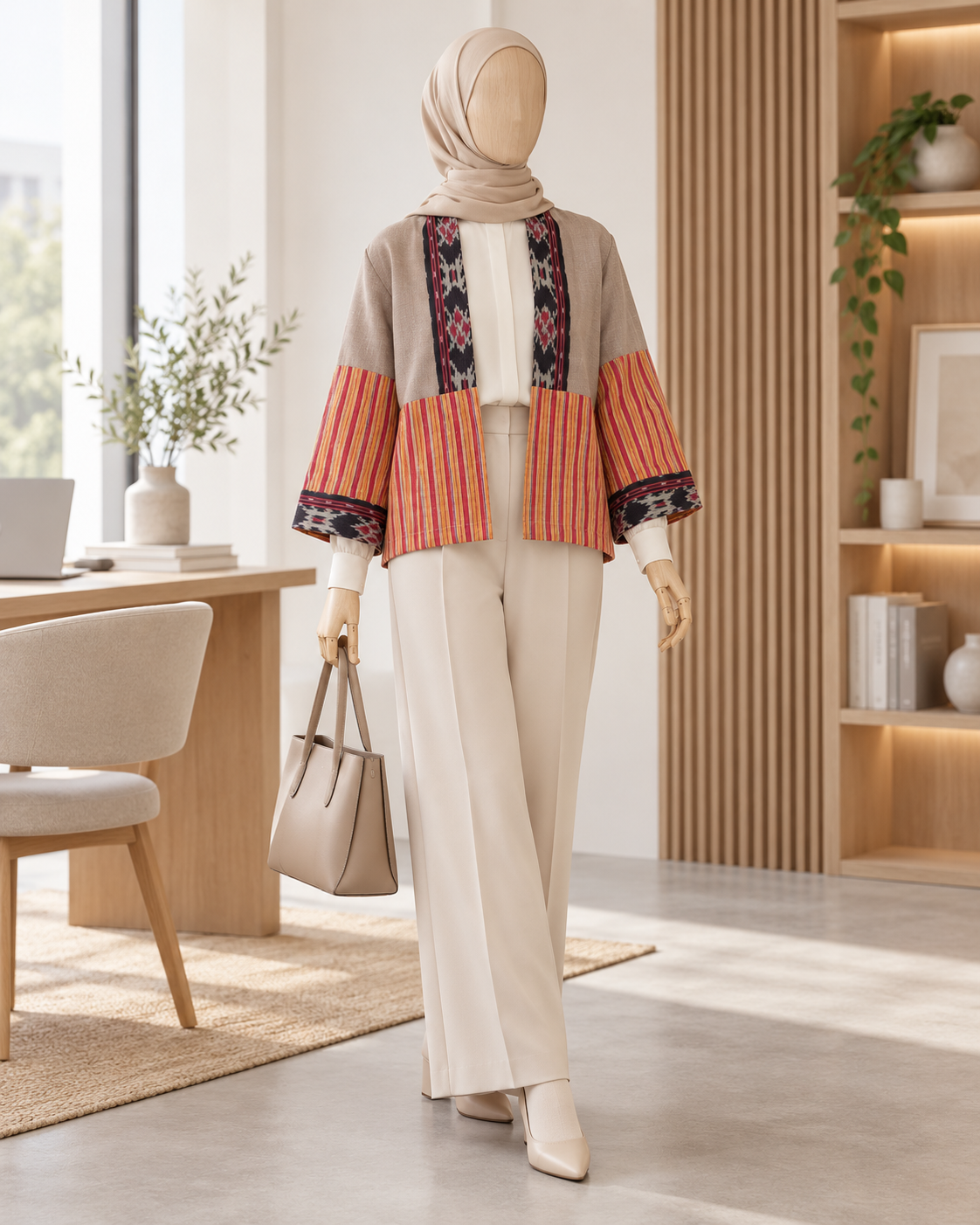 Merve Beige Tenun Outer