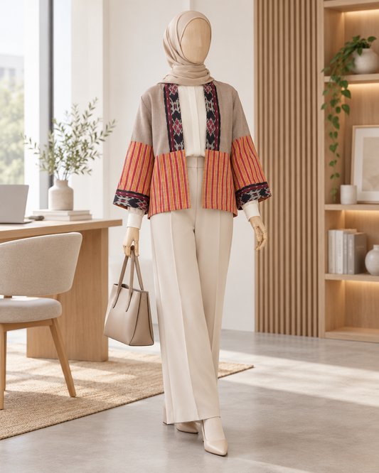 Merve Beige Tenun Outer