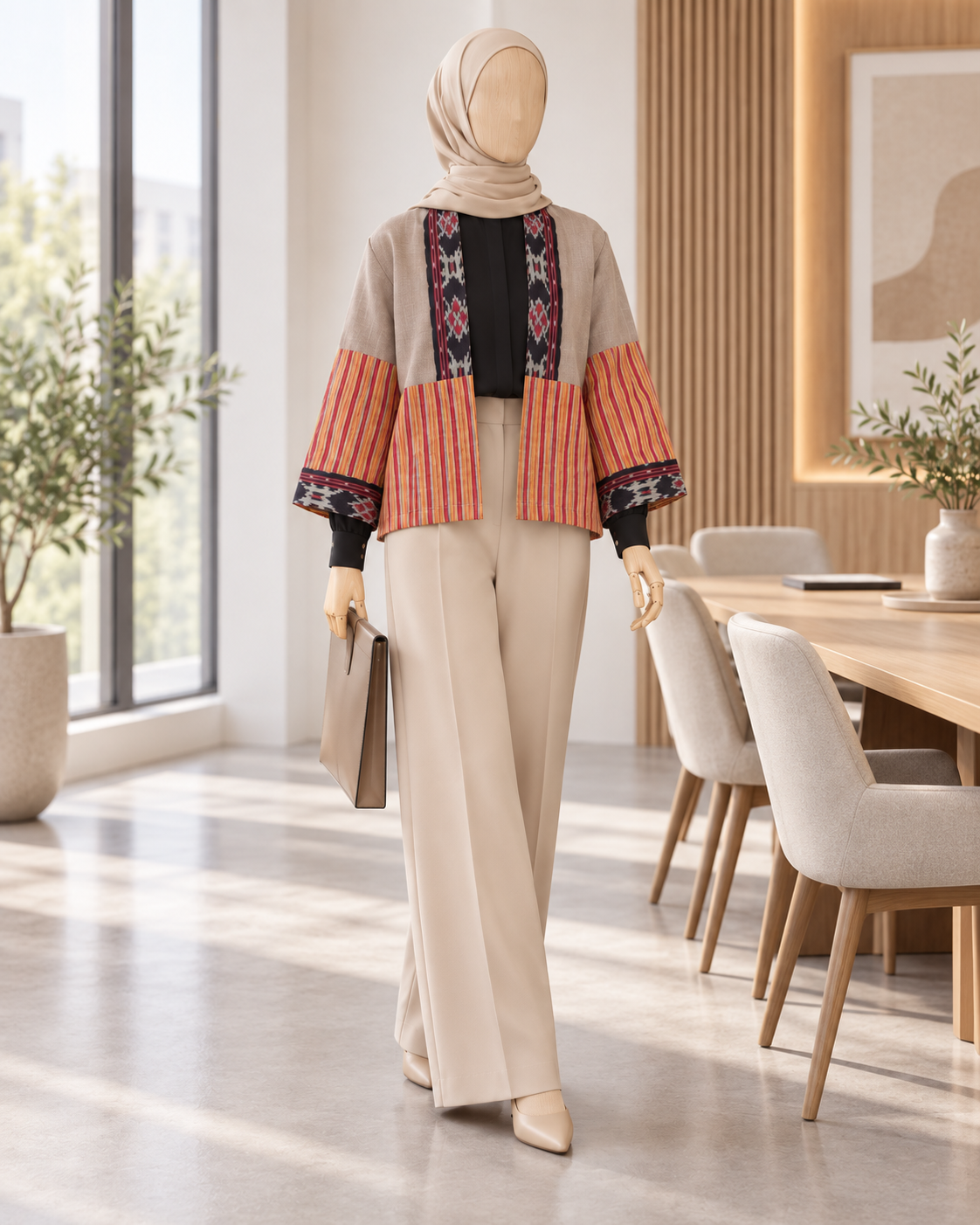 Merve Beige Tenun Outer