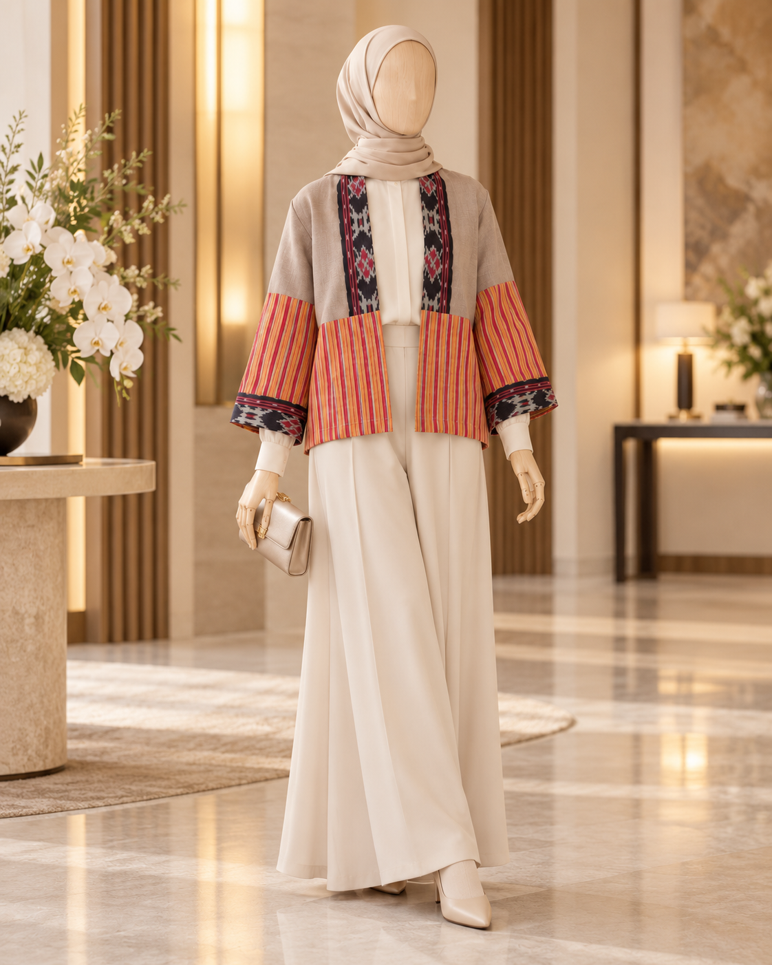 Merve Beige Tenun Outer