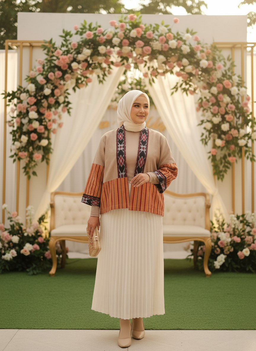 Merve Beige Tenun Outer