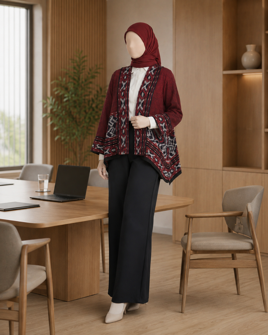 Miray Red Maroon Tenun Outer