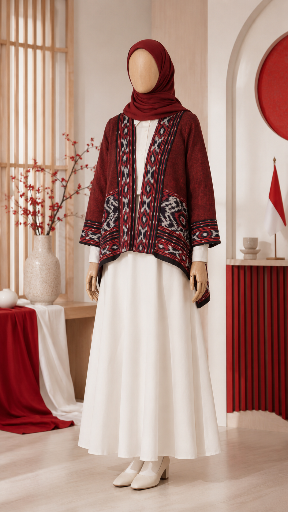 Miray Red Maroon Tenun Outer
