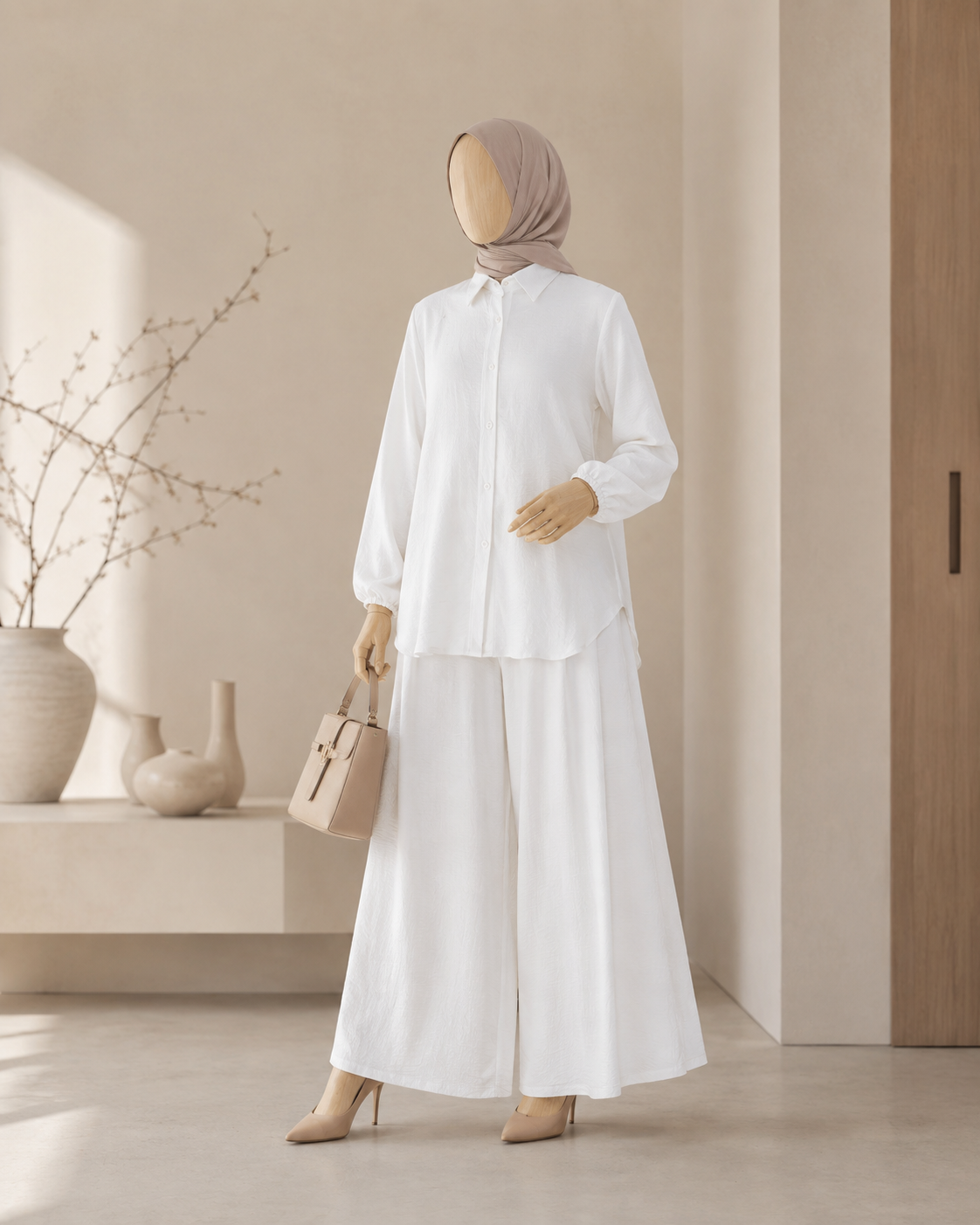 Nora Hannah White Basic Shirt & Culotte