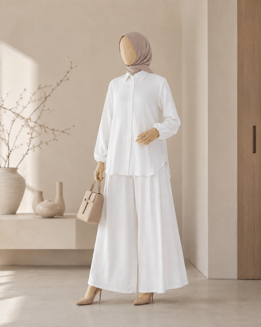 Nora Hannah White Basic Shirt & Culotte