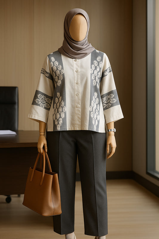 Numa White Tenun Blouse