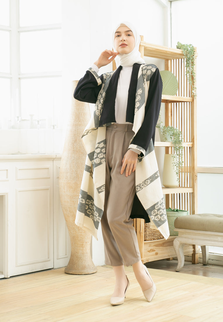 Sevda White Tenun Long Cardigan