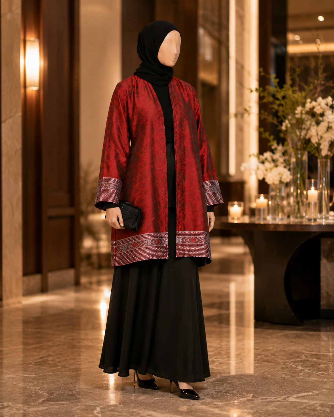 Ozge Ruby Tenun Long Cardigan