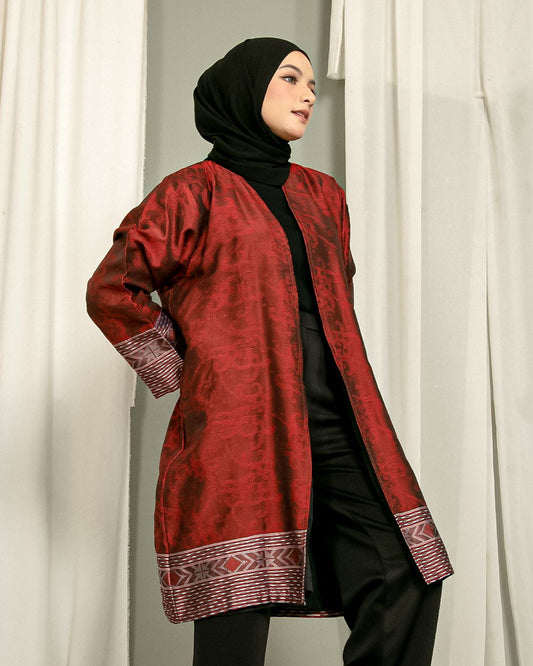 Ozge Ruby Tenun Long Cardigan