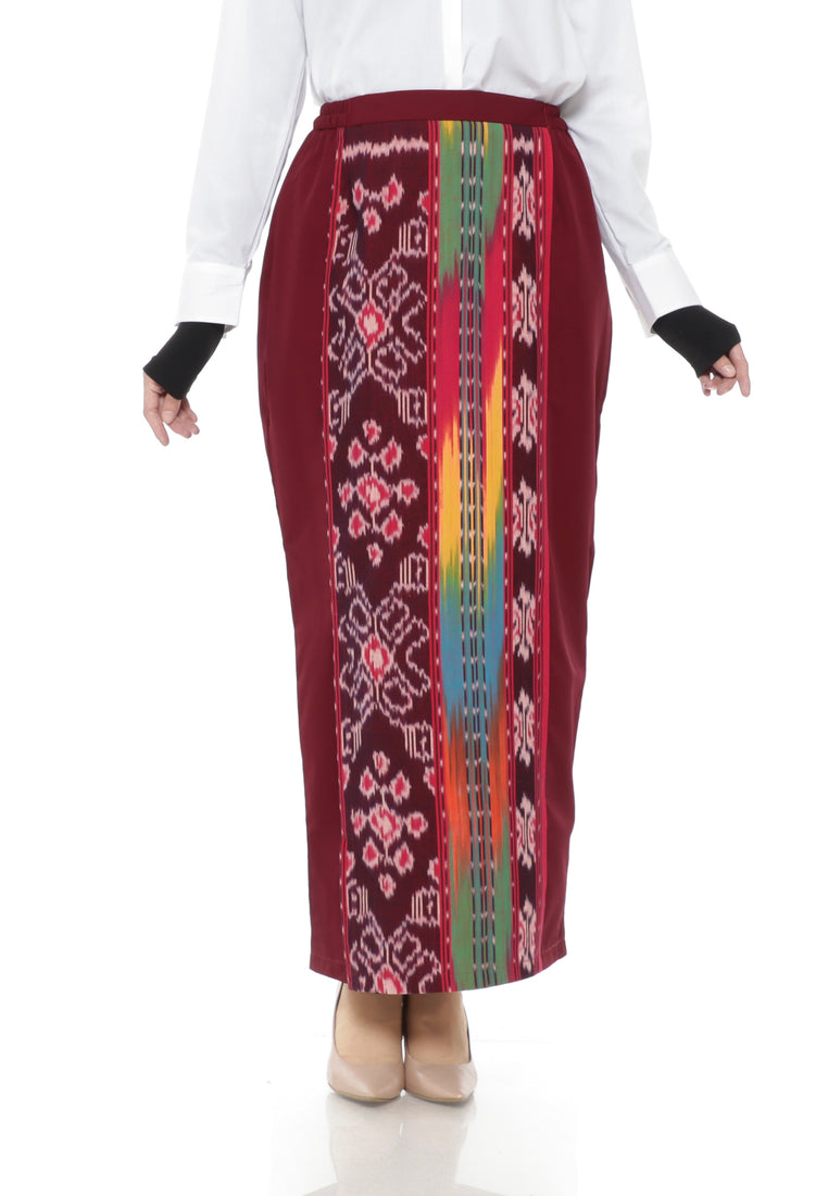 Kirani Maroon Tenun Span Skirt