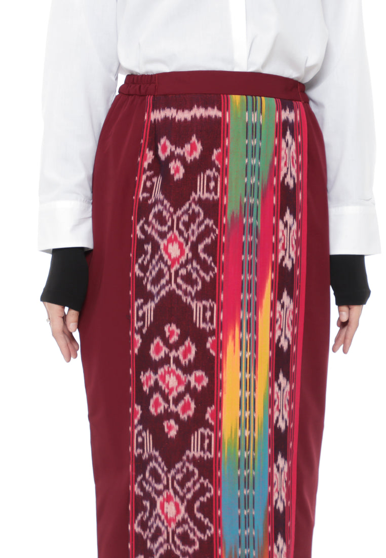 Kirani Maroon Tenun Span Skirt