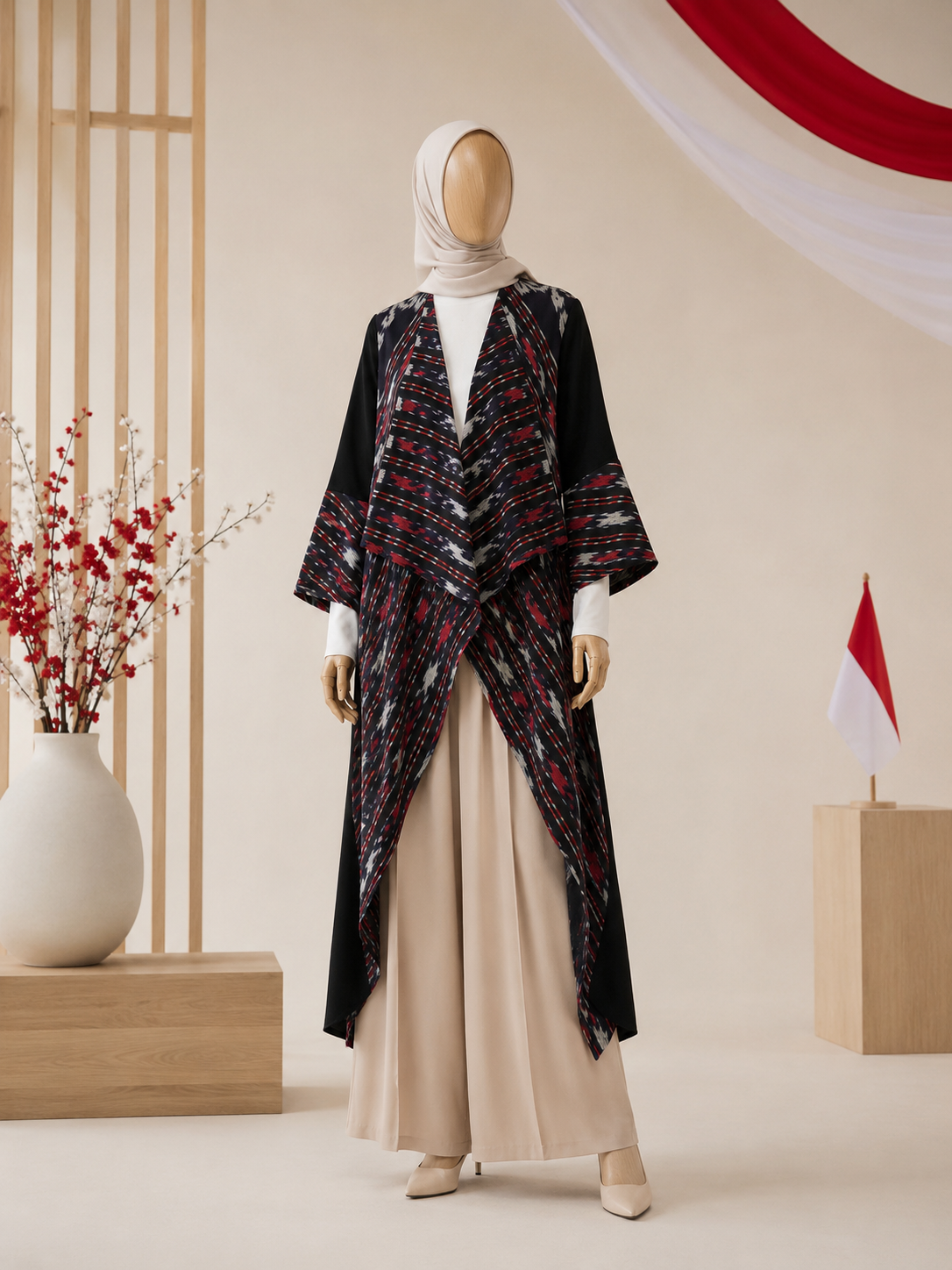 Sevgil Waterfall Tenun Long Cardigan