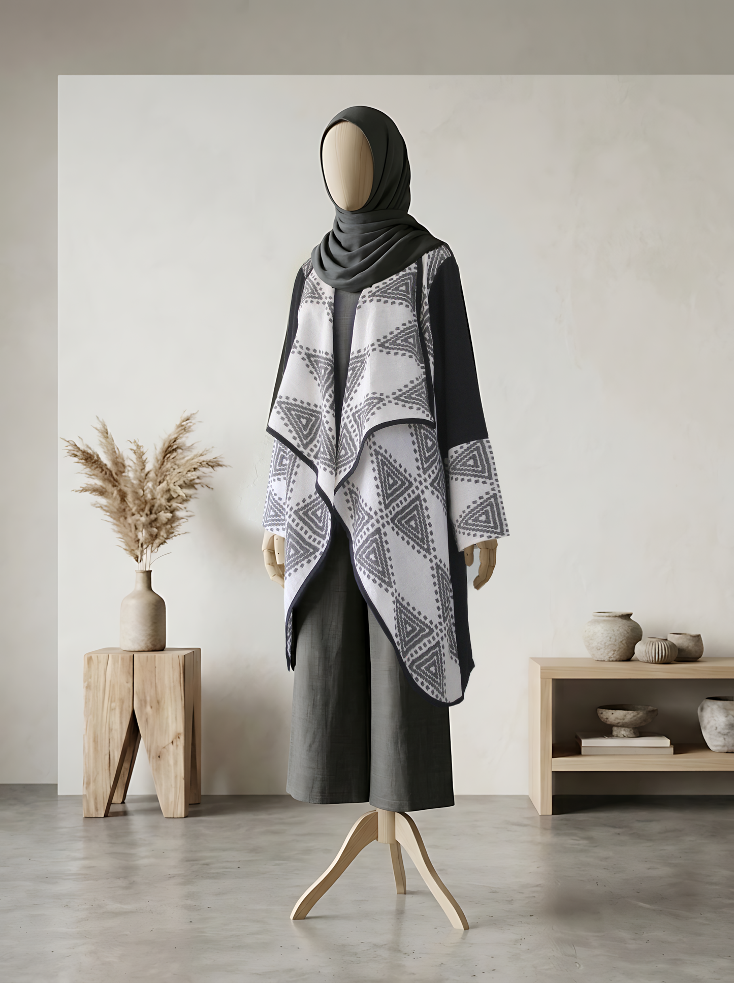 Sevinc White Tenun Long Cardigan