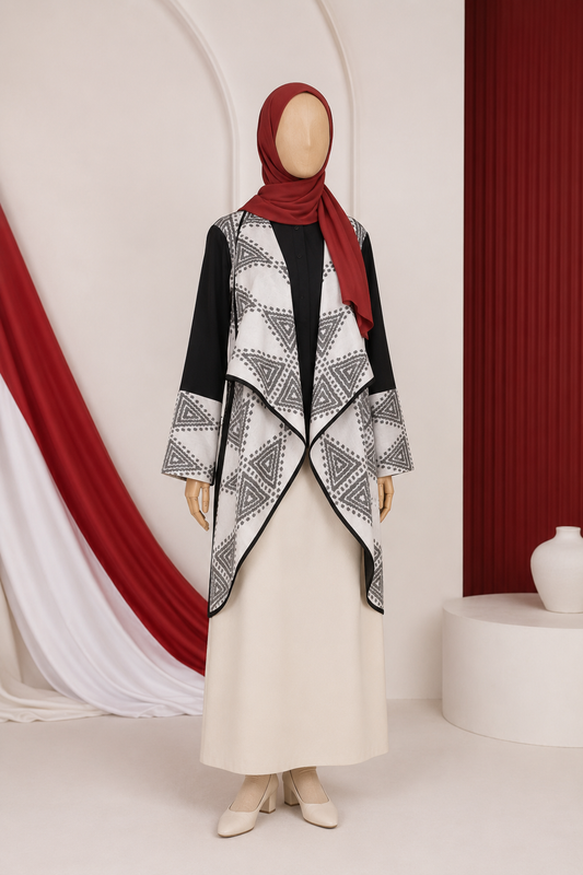 Sevinc White III Tenun Long Cardigan