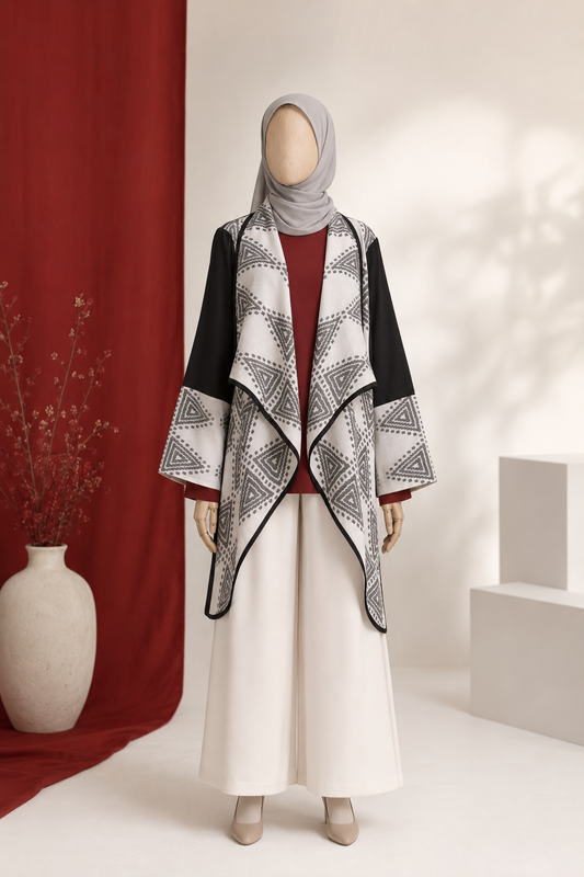 Sevinc White Tenun Long Cardigan