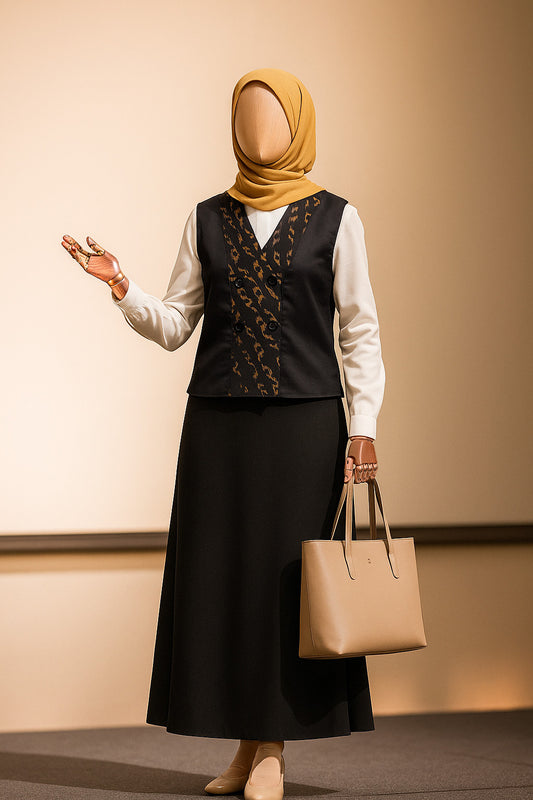 Lale Black Gold Tenun Vest