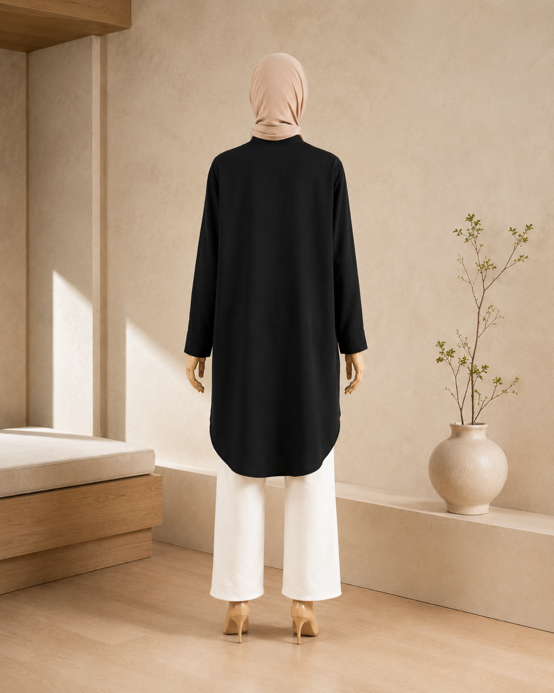 Viera Black Brown Oversize Tenun Tunic