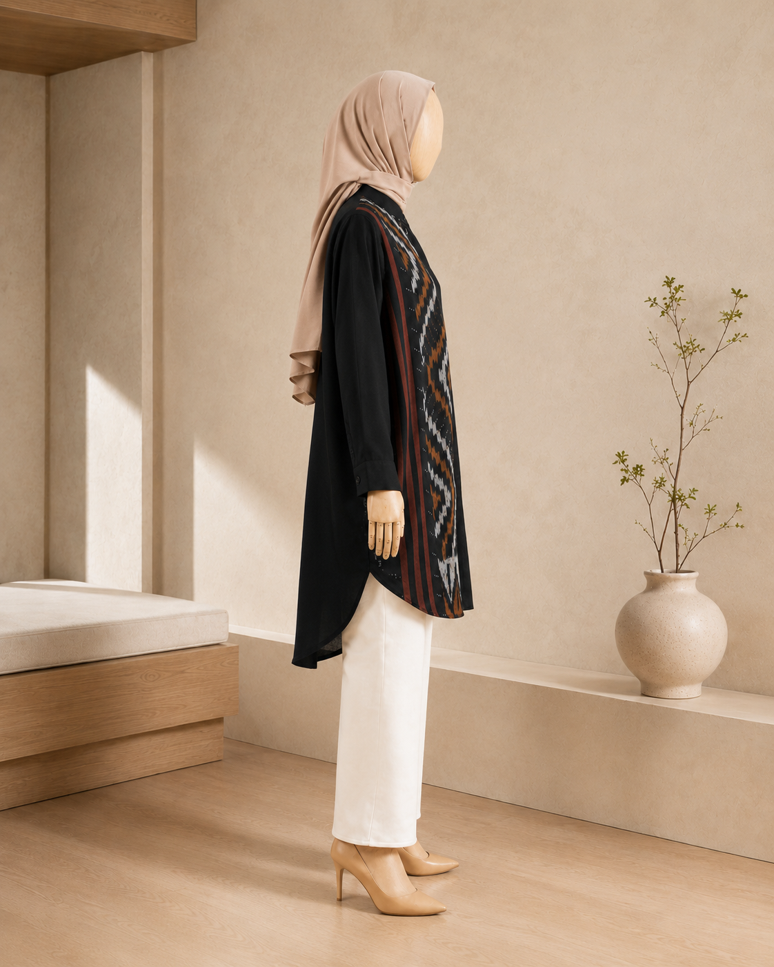 Viera Black Brown Oversize Tenun Tunic