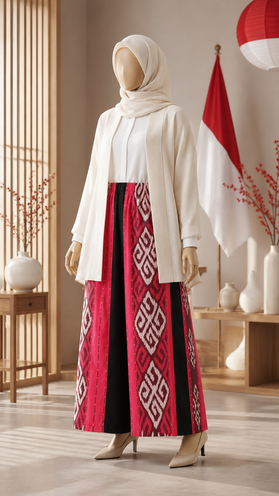 Zahra Red Tenun Culotte