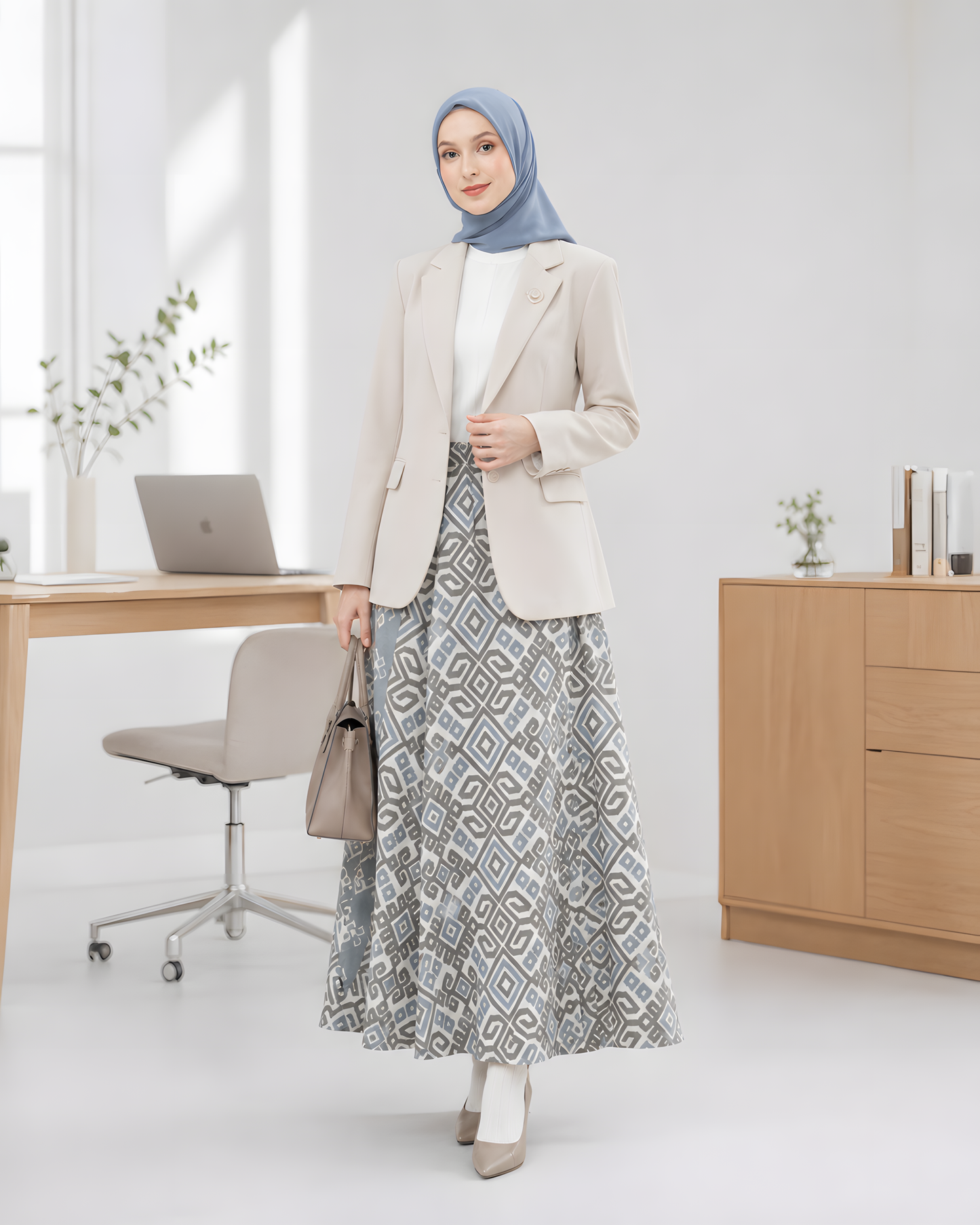 Zulfa Zoa Stone Blue Tenun Skirt