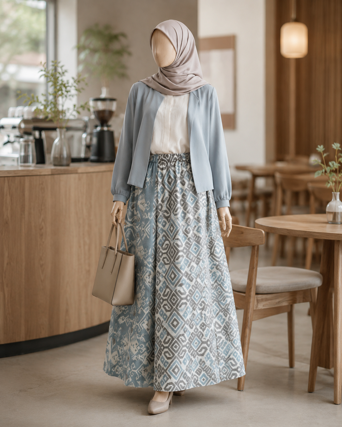 Zulfa Zoa Stone Blue Tenun Skirt