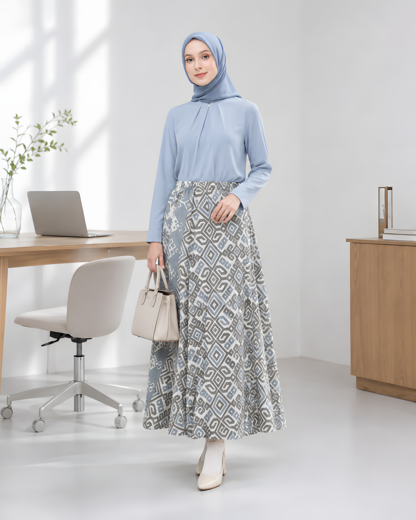 Zulfa Zoa Stone Blue Tenun Skirt