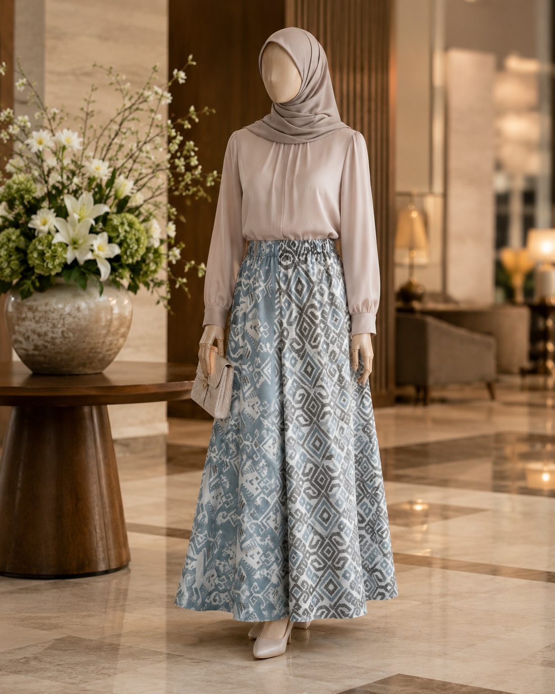 Zulfa Zoa Stone Blue Tenun Skirt